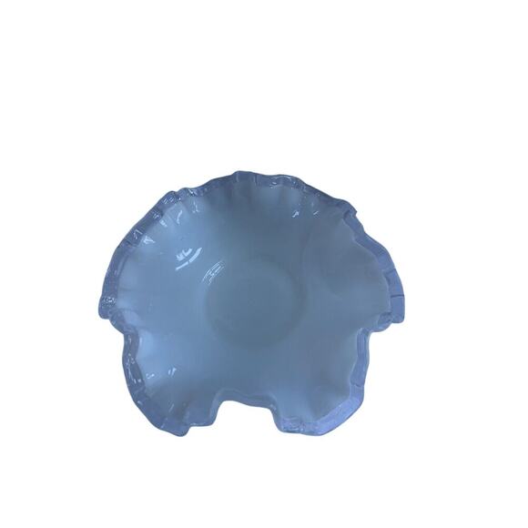 Fenton Style Opalescent Silver Crest White Glass Bonbon Candy Dish Vintage - Picture 7 of 11